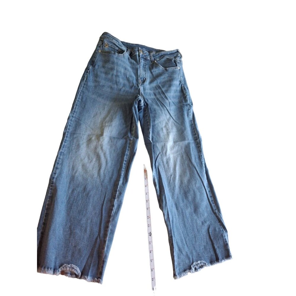 Belle By Kim Gravel Distressed Denim Jeans Size 8 Wide Leg Grunge Classiccore